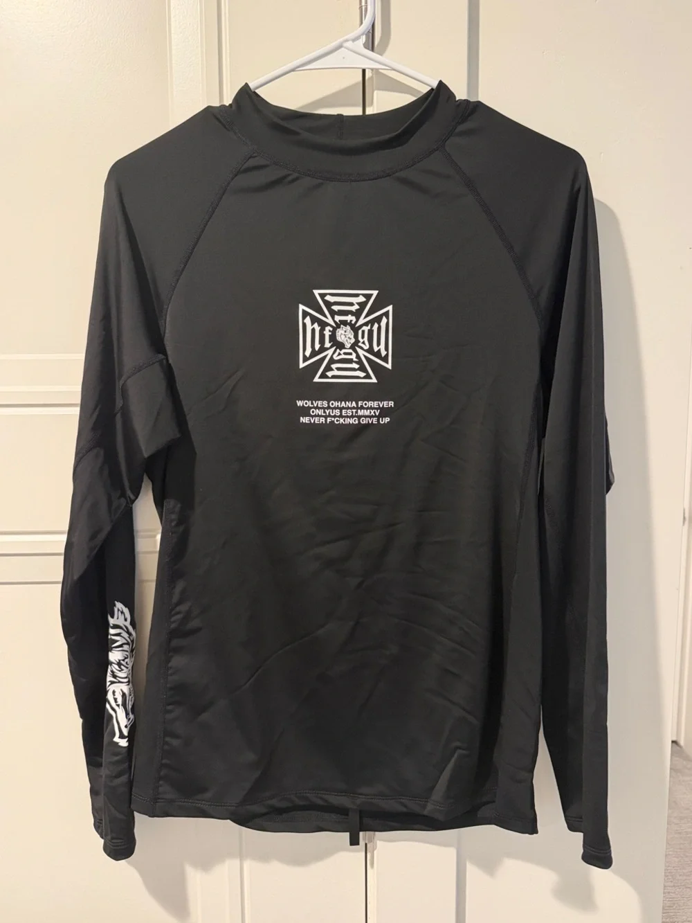 Darc Sport Black Long-Sleeve Rash Guard with White Graphic